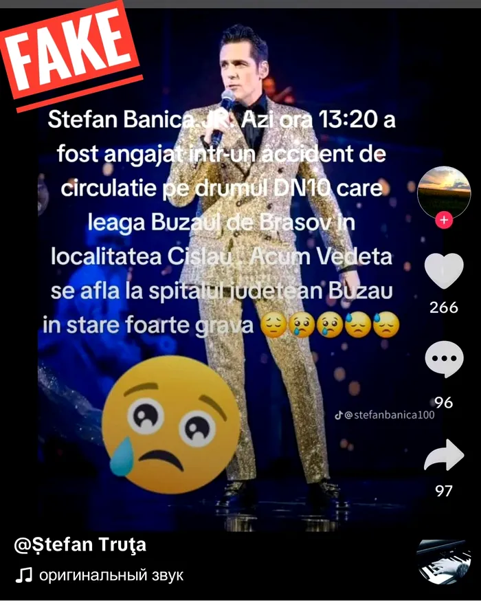 Ștefan Bănică, victima unui fake news „A apărut o informaţie cum că am avut un accident de maşină și sunt în stare gravă”