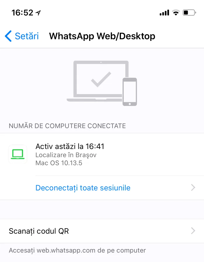 WhatsApp sesiuni chat