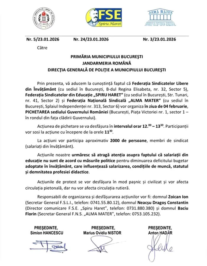 Profesorii ies in strada pe 4 februarie