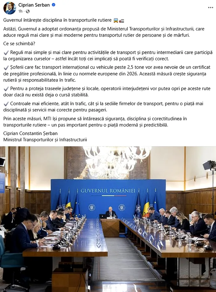 Mesaj Ciprian Sebastian Ministrul Transporturilor