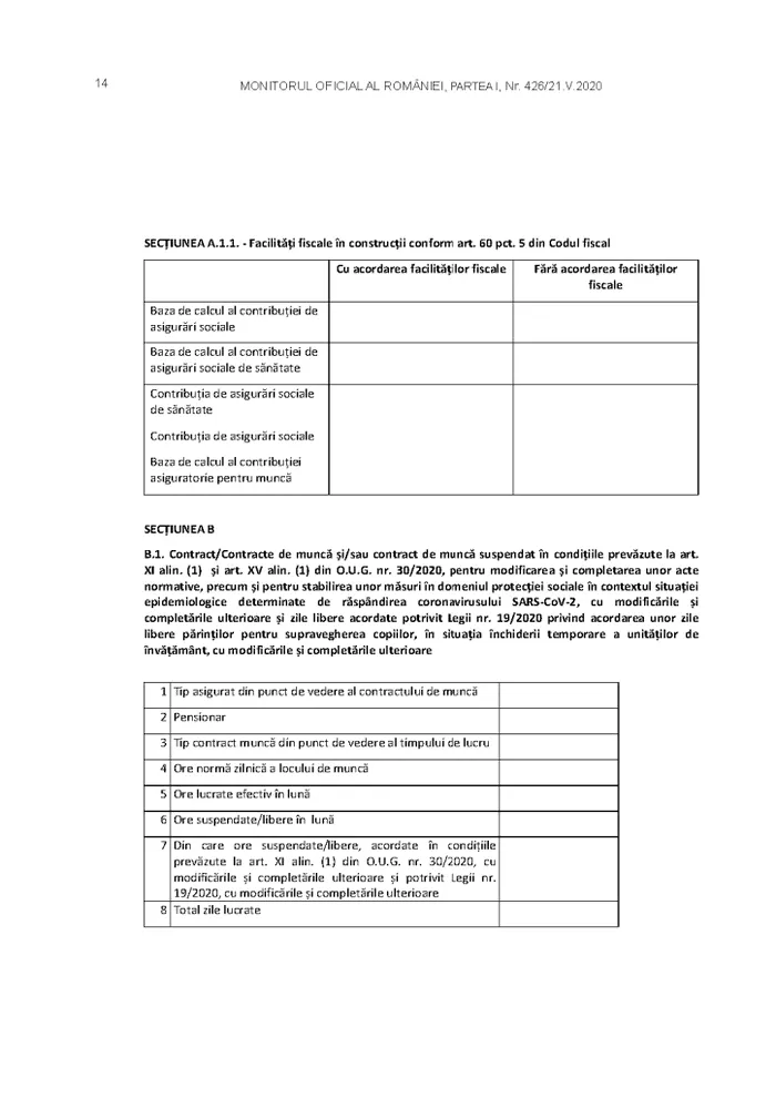 Declarația 112 - secțiunea B