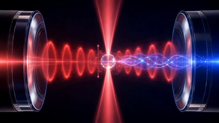 O particulă de sticlă de 100 de nanometri a fost „împletită” cu lumina: experimentul care apropie fizica cuantică de aplicații reale